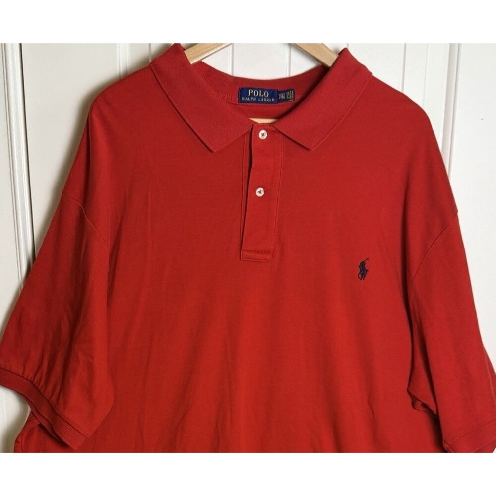 Polo Ralph Lauren Red Short Sleeve Classic Polo Shirt Men 3XLT 100% Cotton Tall